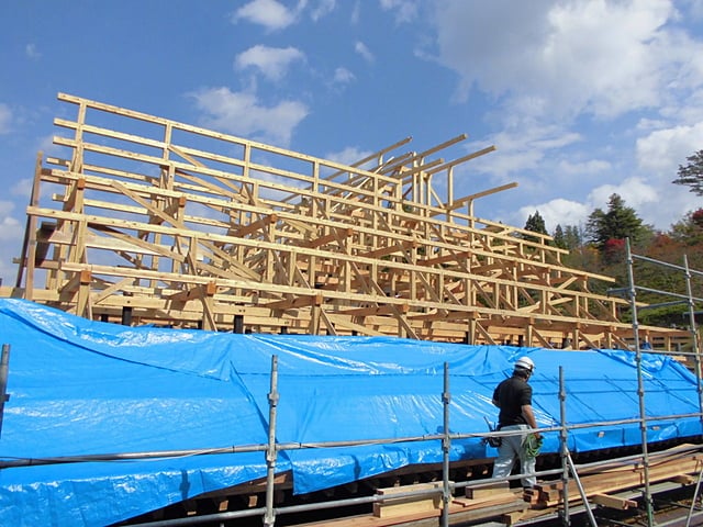 玉林寺様の屋根木工事状況