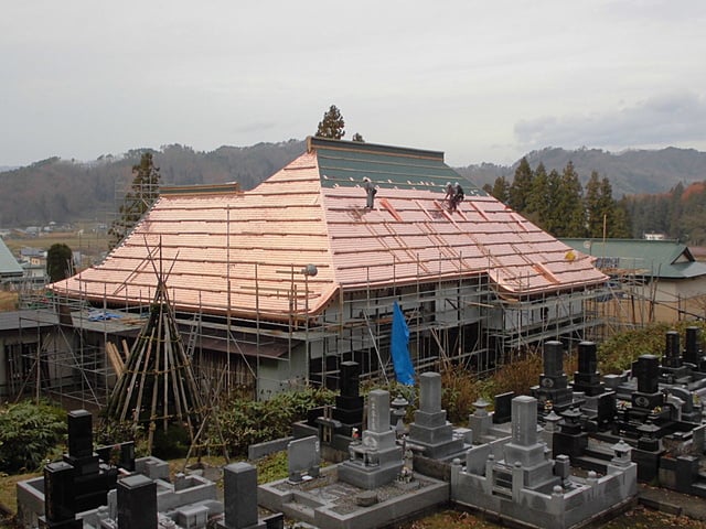 玉林寺様の屋根銅板工事状況